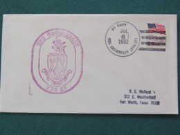 USA 1992 Cover From Ship USS Crommelin In Mission In Desert Storm To Texas - Flag - Storia Postale