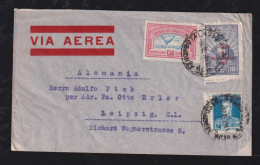 Argentina 1932 AEROPOSTALE Airmail Cover BUENOS AIRES X LEIPZIG Germany Stamp Perforation Hole Missing - Storia Postale