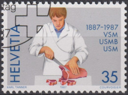 1987 Schweiz ° Zum: CH 750, Mi: CH 1351, 100 Jahre Verband Schweizer Metzgermeister - Usati