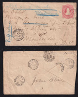 Argentina 1887 Stationery Envelope 8c To MONTEVIDEO Uruguay Returned To BUENOS AIRES  Oficina Lista - Covers & Documents