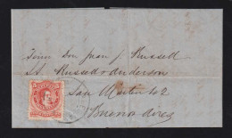 Argentina 1872 Cover 5c GUALEGUAY X BUENOS AIRES Letter Inside - Covers & Documents