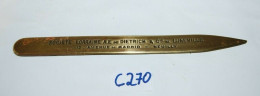 C270 Ouvre Lettre - Cuivre Ou Bronze - Luneville France - Publicité - DIETRICH - Briefopener