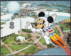 Antigua & Barbuda 1988 Disney Monde Mickey Mouse As Spaceman Flying EPCOT MNH - Autres & Non Classés