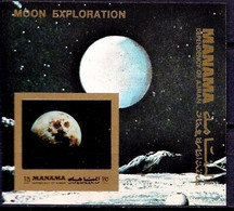 Manama 1972 Espace Lune Exploration Satellite M S Imperf MNH - Altri & Non Classificati