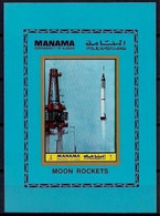 Manama 1972 Espace Lune Fusée Mercure 3 Imperf BL221 B M S MNH - Sonstige & Ohne Zuordnung