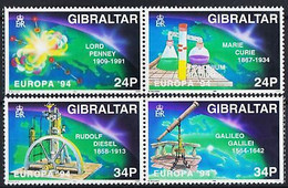 Gibraltar 1994 Discovery Galilei Astronomy Curie Nuclear Atom Nobel Prize Diesel - Autres & Non Classés