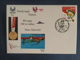 Croatia 2022 Paralympic Games Tokyo 2020 Dino Sinovčić Swimming Backstroke 100 M Bronze Medal Stationery & Postmark - Estate 2020 : Tokio