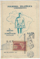 Brazil 1950 Souvenir Card With 2 Different Commemorative Cancel Food Week And Social Security Food Service - Brieven En Documenten