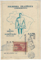 Brazil 1950 Souvenir Card With 2 Different Commemorative Cancel Food Week And Social Security Food Service - Lettres & Documents