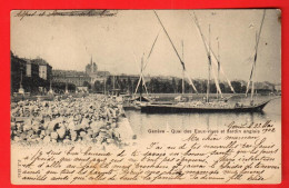 ZXG-10 Genève Quai Des Eaux-Vives Barque à Voile Transport  Pierres De Meillerie. Dos Simple, Circ. 1902. Jullien 2145 - Autres & Non Classés