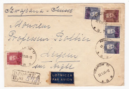 Registered Recommandé 1951 Kraków Cracovie Pologne Poland Polen Polska Stamp Bolesław Bierut Leysin Suisse Schweiz - Lettres & Documents