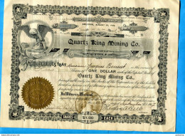 U S A- ACTION"one Dollar " QUARTZ KING MINIG Arizona August 1904- This Certifies That R BONNET Recto Capital Stock - Mines