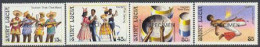 ST. LUCIA(1986) Native Dances. Set Of 4 Overprinted SPECIMEN. Scott Nos 862-5, Yvert Nos 844-7. - St.Lucie (1979-...)