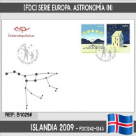 B1030# Islandia 2009 [FDC] Serie Europa: Astronomía (N) - FDC