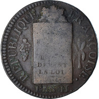 France, Dupré, Sol Aux Balances, 1793 / AN II, Strasbourg, TB, Cuivre - Altri & Non Classificati