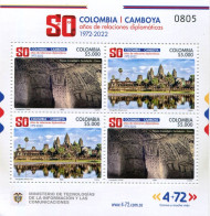 Lote 2022-31P, Colombia, 2022, Pliego, Sheet , Colombia- Camboya Relaciones Diplomáticas, Cambodia, Archeology - Colombie