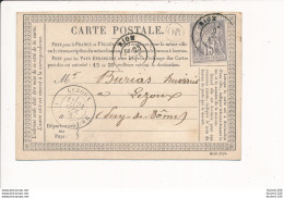 Carte Postale Précurseur Année 1876 Envoyée De ? De CHATELGUYON Pour L'huissier BURIAS De LEZOUX - Lezoux