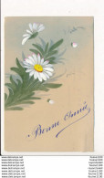 Carte En Celluloïde Peinte  Bonne Année  / Fleurs Marguerite - Sonstige & Ohne Zuordnung