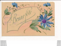 Carte En Celluloïde Peinte  Bonne Fête  / Fleurs - Sonstige & Ohne Zuordnung