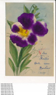 Carte En Celluloïde Peinte   / Fleurs En Tissus Velours - Sonstige & Ohne Zuordnung