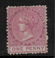 ST CHRISTOPHER 1870 1d Magenta QV SG 2 HM #CGW2 - St.Cristopher-Nevis & Anguilla (...-1980)