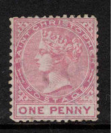 ST CHRISTOPHER 1870 1d Dull Rose QV SG 1 HM #CGW1 - St.Christopher-Nevis-Anguilla (...-1980)