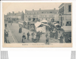 Carte De CONTRES Le Marché Devant L'hôtel Du Lion D'or  ( Recto Verso ) - Contres