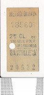 Ticket De Métro De Paris ( Métropolitain ) 2me Classe ( Station ) BASTILLE A - Europa