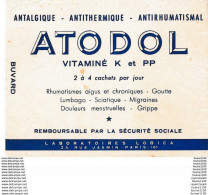 Petit BUVARD Atodol  Laboratoires Lobica 25 Rue Jasmin à Paris   ( Médicament Pharmacie ) - Produits Pharmaceutiques