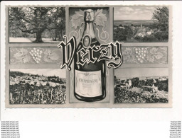 Carte De VERZY Multivues Avec Bouteille De Vin Vins De Champagne  ( Format C.P.A. ) - Verzy