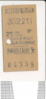 Ticket De Métro De Paris ( Métropolitain ) 2me Classe  ( Station )  PCE VOLTAIRE A ( Place Voltaire A ) - Europa