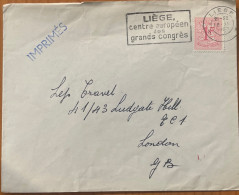 BELGIUM 1963, COVER USED TO ENGLAND, MACHINE SLOGAN, LIEGE CENTRE EUROPEEN DES GRANDS CONGRES, LIEGE CITY CANCEL. - Covers & Documents