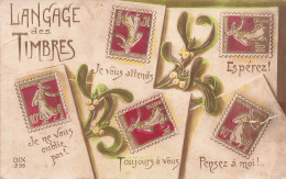 TIMBRES - Langage Des Timbres - Colorisé - Carte Postale Ancienne - Stamps (pictures)