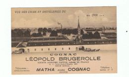 MATHA - 17 - VUE DES CHAIS ET DISTILLERIE COGNAC LEOPOLD BRUGEROLLE , CARTE PUBLICITAIRE - Matha