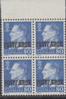 1967. Postfærge. 80 øre Frederik Overprinted POSTFÆRGE In 4-block. Never Hinged.  (Michel PF42) - JF538525 - Paquetes Postales