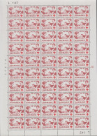 1969. DANMARK. 60 + 10 ØRE RED CROSS In Never Hinged Sheet (50 Stamps) With Margin Number L 1... (Michel 489) - JF538631 - Lettres & Documents