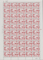 1969. DANMARK. 60 + 10 ØRE RED CROSS In Never Hinged Sheet (50 Stamps) With Margin Number L 1... (Michel 489) - JF538632 - Lettres & Documents