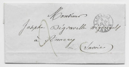 HELVETIA SUISSE LAUSANNE 3 JUIN 1857 MATIN LETTRE COVER ANNECY SARDE HAUTE SAVOIE TAXE 2 MANUSCRITE FRONTALIER - Lettres & Documents