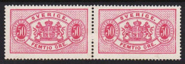 1877-1882. SVERIGE. TJENSTEFRIMÄRKE. Coat-of-Arms. Perf. 13. 50 ÖRE. Beautiful Pair Very... (Michel Di. 10Bb) - JF538709 - Oficiales