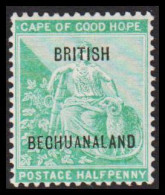 1888. BECHUANALAND. BRITISH BECHUANALAND Overprint On HALF PENNY CAPE OF GOOD HOPE. Distanc... (MICHEL 45 II) - JF538772 - 1885-1964 Herrschaft Von Bechuanaland