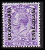 1913-1920. BECHUANALAND. BECHUANALAND PROTECTORATE Overprint On THREE PENCE Georg V. Hinged.  (MICHEL 65) - JF538784 - 1885-1964 Herrschaft Von Bechuanaland