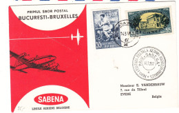 Roumanie - Lettre De 1957 - Oblit Daneasa - Exp Vers Evere - 1 Er Vol Bucuresti Bruxelles - - Covers & Documents
