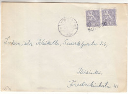 Finlande - Lettre De 1955 - Oblit Griffe Kuolema  ? - Cachet De Hoisko - - Lettres & Documents