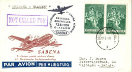 Sabena 1er Liaison Postale Aérienne Directe - Bruxelles - Glasgow 12 Juin 1959. - Brieven En Documenten