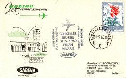 Sabena 1er Liaison Par Avion A Réaction - Bruxelles - Milan  31 Mai 1960 - Boeing Jet Intercontinental. - Briefe U. Dokumente