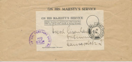 GB AFTER WORLDWAR II Very Fine Used ON HIS MAJESTY’S SERVICE ENVELOPE  With Perfect Address Label Tied By Double Circle - Cartas & Documentos