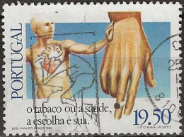 PORTUGAL 1980 Anti-Smoking Campaign - 19e.50 - Healthy Figure Pushing Away Hand With Cigarette AVU - Usati