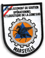 Ecusson Tissu PROTECTION CIVILE MARSEILLE Etablissement De Soutien Opérationnel Et Logistique De La Zone Sud - Pompieri