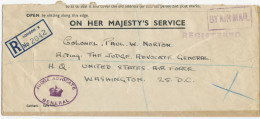 GB AFTER WORLDWAR II VFU ON HIS MAJESTY’S SERVICE ENVELOPE Very Rare REGISTERED AIR MAIL From LONDON X To USA - Covers & Documents