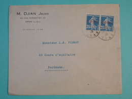 AM0 ALGERIE  BELLE LETTRE  RECO  1928 ORAN A  BORDEAUX FRANCE  +SURCHARGES ++AFF.INTERESSANT++ + - Storia Postale